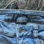 American Eagle Blue Jean Shorts Distressed Frayed Hem SZ 2 Biker High Waist Y2K Photo 13