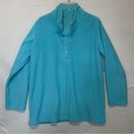 Fleece Pullover mock neck light blue long sleeve half button down Women’s XL Photo 3