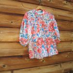 NWOT Jade Melody Tam Floral Tie Neck Top White Size M Photo 1