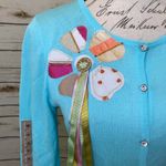 Blue Vintage Friends Floral Ribbon Spring Cardigan Size M Photo 2