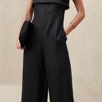 Banana Republic Women's Black Onda Linen Strapless Wide Leg Jumpsuit size 8 Boho Photo 0