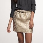 J.Crew Skirt Womens 0 Gold Metallic Jacquard Mini Silk Blend Photo 0