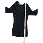 Anthropologie A by Black/Gold Metallic Lures Sweetheart Neck Ribbed Sweater Sz X Photo 6