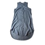 Eileen Fisher Chambray Blue Sleeveless Dress Small Organic Cotton Lagenlook Photo 2