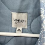 Kensie Light Blue Women's quilted puffer Jacket coat M floral snap front warm Photo 9