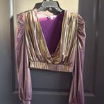 Gold and Purple Asymmetrical Bubble Mini Skirt Sets Photo 1