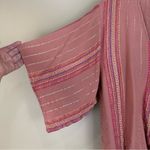 Lovestitch Allie Lurex Dusty Rose Multi Embroidered Stripe Tie Top Blouse Small Photo 2