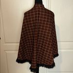 VTG CHRISTENFELD OF CALIFORNIA KNIT GEOMETRIC ZIP PONCHO FRINGE Orange Photo 1