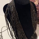 ART GLASS SEED BEAD LARIAT SCARF NECKLACE LARIAT dark multicolored 51” Black Photo 4
