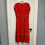 J. Jill Elevated Ruffle Trimmed Midi Dress Large Persimmon Flutter Sleeve Tiered Orange Photo 4