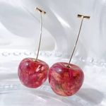 Pink and Gold Cherry Earrings Photo 1