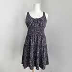 Lucky Brand Grey Ditsy Floral Smocked Tiered Tank Sundress Cotton A Line L Photo 10