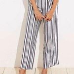 Loft Size MP Petite Pants Ankle Crop Wide Leg Shimmer Stripe Tie Waist High Rise Photo 0