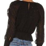 LPA Cara Embellished Sequin Blouse Top Black Long Sleeves Women’s Size Small Photo 2