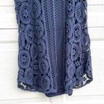 NWT V Christina Womens Dress Navy Blue Crochet Sleeveless Mini Medium Photo 7