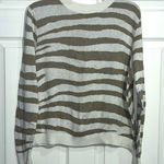 A New Day  women’s ivory top with tan animal stripes. Size Large. Photo 0