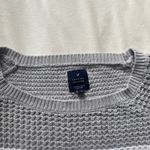 American Eagle white and gray striped knit  sweater Photo 1