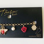Thalia Sodi Multi Charm Faux Pearl Bumblebee Red Rose Gold-tone Anklet Bracelet Photo 3