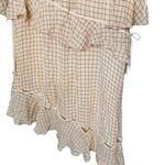DEREK LAM 10 Crosby Cream Red Tiered Windowpane Asymmetrical Ruffle Dress Size 8 Photo 9