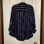 Dress Barn Navy Metallic Accent Striped Button Up Blouse 2X Photo 6