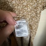 Faherty  Gemina Floral Linen Blend Mini Dress Sz‎ Large Tan Pleated Short Sleeve Photo 6