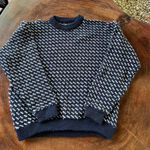 Vintage LL Bean Blue White Birdseye Norwegian Wool Blend Sweater sz Ladies Large Photo 4
