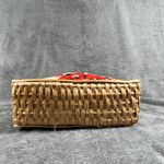 Madeira Embroidered Rattan Bag floral design red white vtg retro Black Photo 7