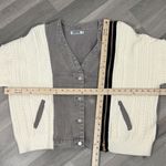 Porter Collective Denim Knit Bomber Sweater Jacket Taupe Cream Small Gray Photo 10