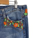 L.E.I VTG Y2k Blue Denim Low Rise Ashley Jeans Orange Floral Boho Embroidery 15 Photo 13