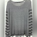 Hazel Women's Size XL Charcoal Grey Striped Waffle Knit Lightweight Sweater Top Gray Photo 8