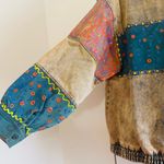 Vintage hand painted 80’s patchwork acid wash color block denim jacket 16 Yellow Photo 3