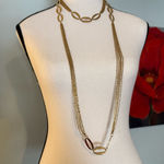 Source Unknown Vintage 28” Necklace. Gold Tone Multi Strand With Oval Shaped Design Estate Sale Photo 0