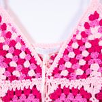 More To Come Rosaria Crochet Knit Stretch Semi Sheer Triangle Top Mini Dress S Photo 1