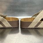 Women’s Tan Slides with Woven Straps Photo 2