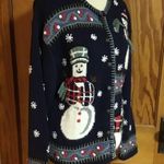 Retro Y2K snowman holiday cardigan sweater Size M Photo 4