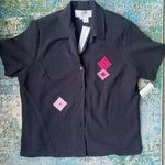 Vintage dead stock Lilly of California black button down bead blouse, size large Photo 0