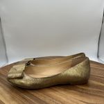 Tory Burch Chase Nappa Leather Metallic Gold Flats Logo Designer Women's 5M Photo 2