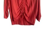 Blue Rain  Women Top L Orange‎ Tencel 3/4 Ruched Tie Front and Sleeve Boho Indie Photo 5