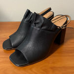 Nanette Lepore  Madeline Block Heel Black Slingback Peep Toe Square Toe Ruffle 10 Photo 0