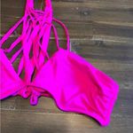 O'Neill O'Neil Beach Street Hot Pink Bikini Top High Neck Criss Cross Strappy Halter L Photo 7