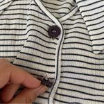 Terzo Millennio Striped Collared Henley Short Sleeve Shirt White/Black (Small) White Photo 7