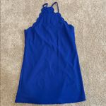 Lulu's Cobalt Blue Scalloped Mini Dress Photo 0