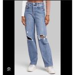 Wild Fable  Jean Women 0 Blue Distressed Straight Leg‎ High Rise Button Fly Photo 9