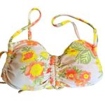 Aerie Bandeau Style Ruched Front Tie Back Orange and Yellow Bikini Top Size M Photo 0