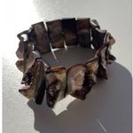 vintage Mother of pearl chunk Stretch Wire Bracelet Natural Boho Western Sz 7.5" Black Photo 1