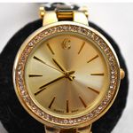 Charming Charlie  Gold Tone Rhinestone Accent Black/White ZigZag Band Watch Photo 1