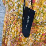 Bcbg Paris Floral High Neck Sleeveless Dress Yellow Size L Photo 3