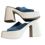 Free People - Zoe Platform Vintage Heels Blue Suede Size 39 (US 8.5–9) Photo 6