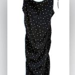 LIONESS  by PRINCESS POLLY Black White Heart Print Ruched Midi Slip Dress XS Photo 5