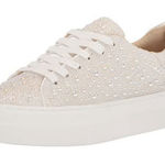 Betsey Johnson NEW-  Sidny Bridal Pearl Rhinestone Platform Sneaker size 7 Photo 0